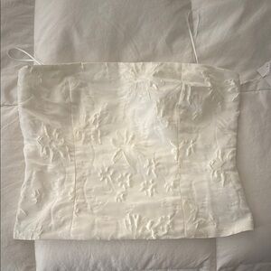 Reformation Ivory Floral Bustier Top